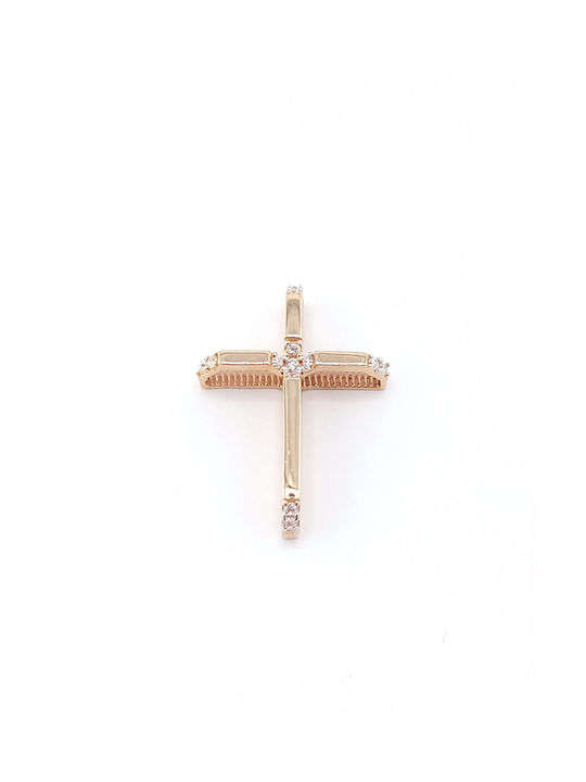 Kagioglou Damen Roségold Kreuz 14K mit Kette