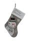 Christmas Decorative Fabric Silver Socks with Snowmen H40cm 611833