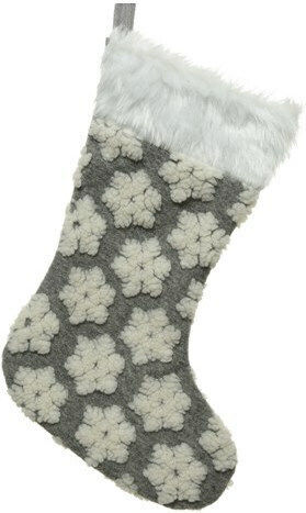 Grey Christmas Stocking with Snowflakes