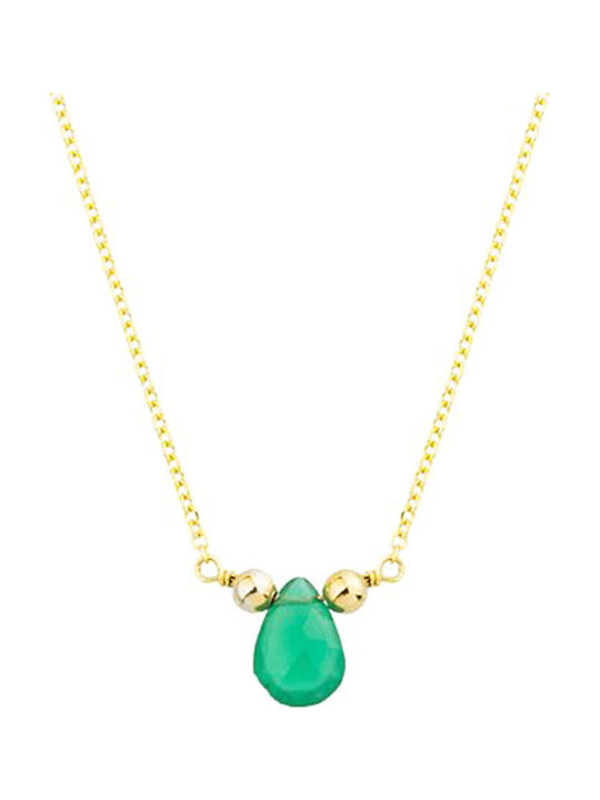 Al'Oro Gold Halskette mit Zirkon Grün