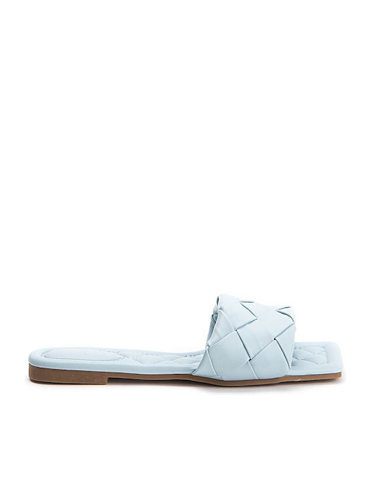 Keep Fred Leather Women's Flat Sandals in Light Blue Color