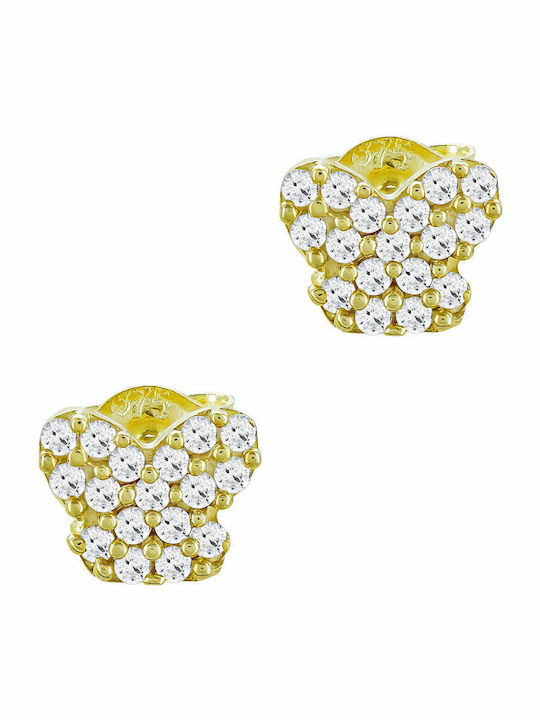Kiriakos Gofas Kids Earrings Studs with Stones from Gold 9K