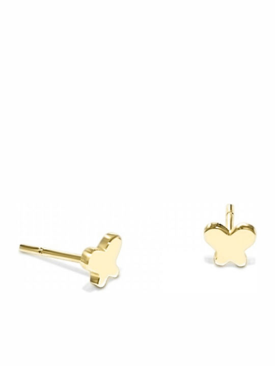 Chrilia Kids Earrings Studs Butterflies made of Gold 9K