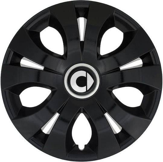 Jestic Car Hubcap Set with Smart Emblem 15" 4pcs Black