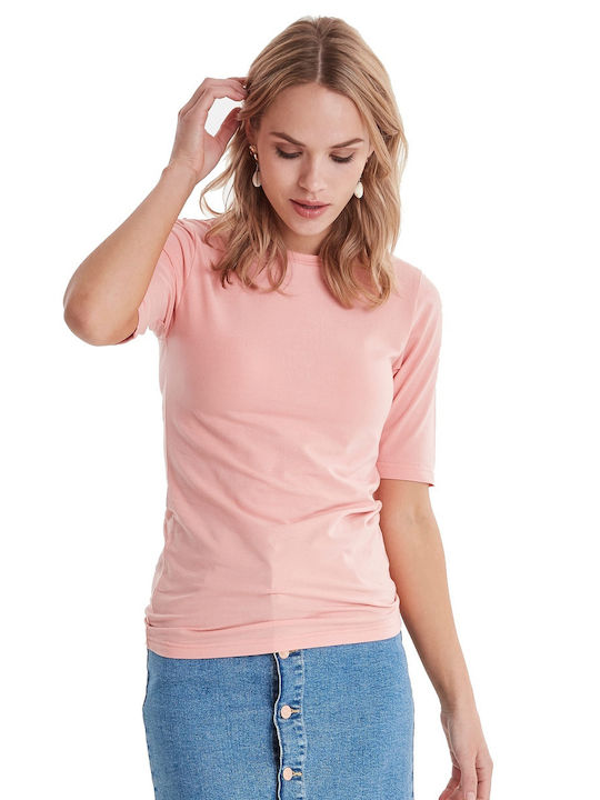 Byoung Women's Blouse Short Sleeve Pink