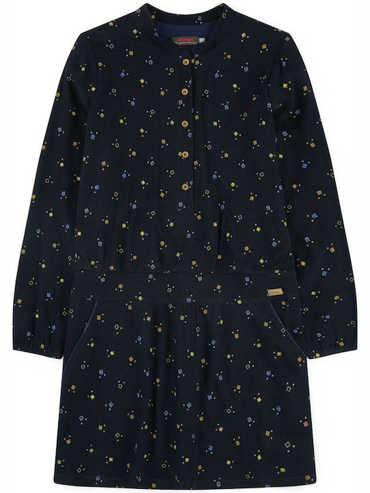 Catimini Kids Dress Long Sleeve Navy Blue