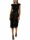 Summer Midi Evening Dress Open Back with Lace Black