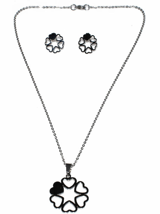 Bizoutaki Steel Set Necklace & Earrings