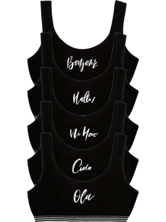 Donella Set of Kids' Bralettes Black 5pcs