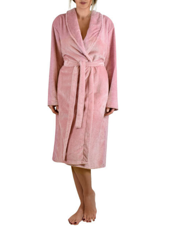 Relax Lingerie Winter Damen Vlies Robe Rosa