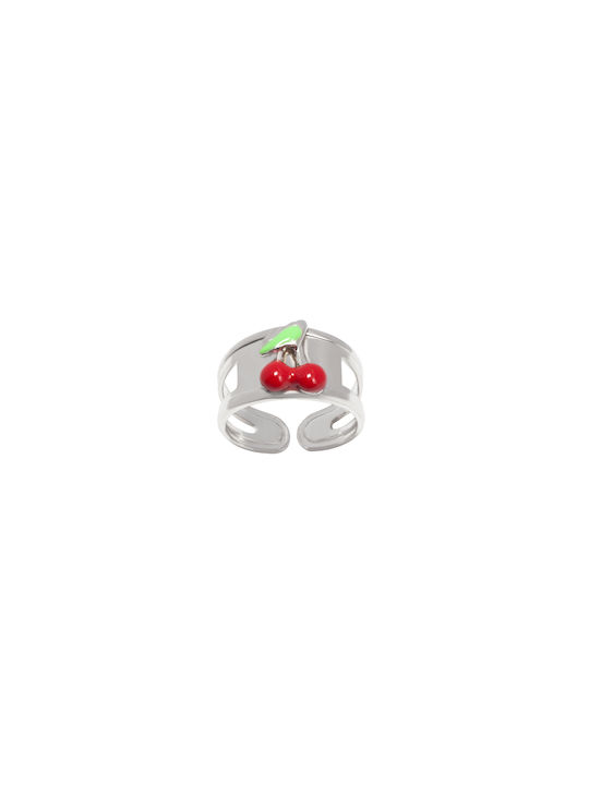 Woofie Silver Opening Kids Ring with Design Fruits 4973