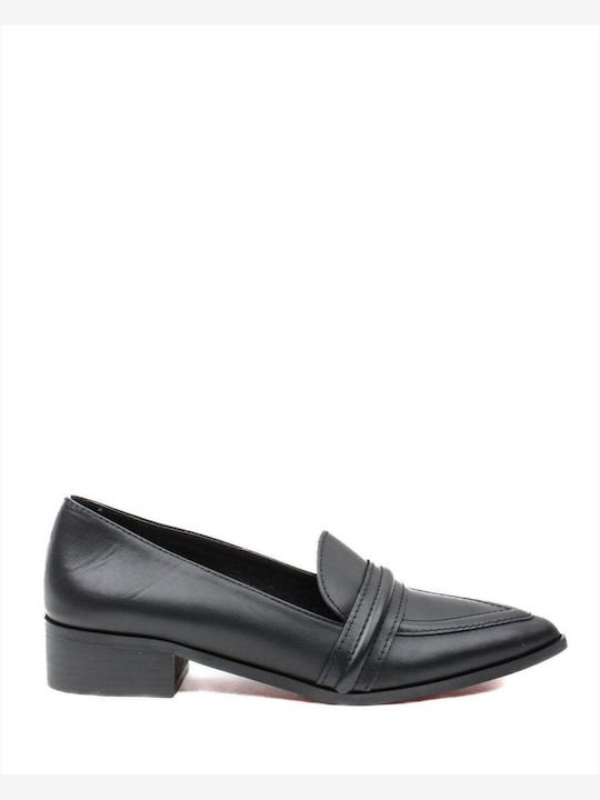Leather Women's Loafers in Black Color