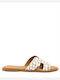 Leder Flache Sandalen für Damen in Beige Farbe