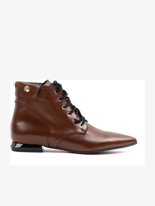 Leather Women's Ankle Boots Tabac Brown