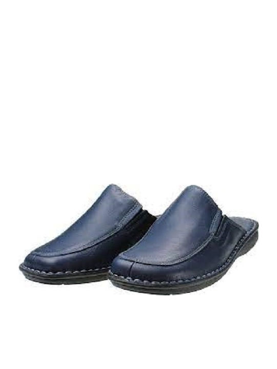 Men's Leather Slippers Blue