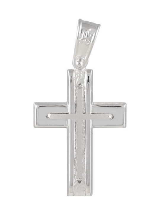 Men's White Gold Cross 14K