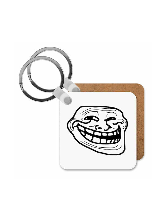 Koupakoupa Keychain Troll Face Wooden