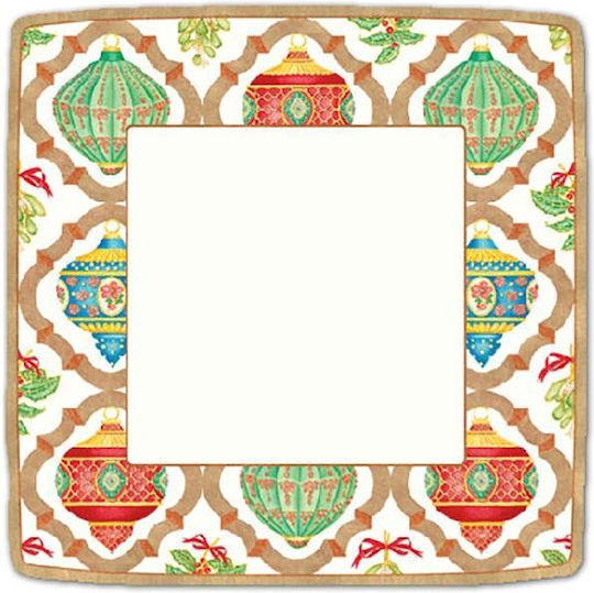 Caspari "ornament Trellis" Set Christmas Plates L25.4xW25.4cm. 8pcs