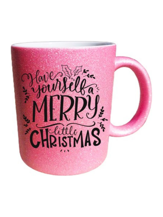 Christmas Mug Ceramic Pink 1pcs