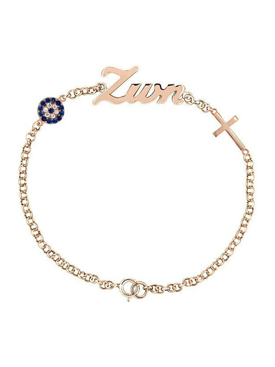 Verorama Bracelet with Name made of Silver Gold Plated with Zircon