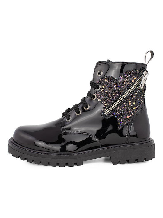 Ricco Mondo Kids Patent Leather Boots Black