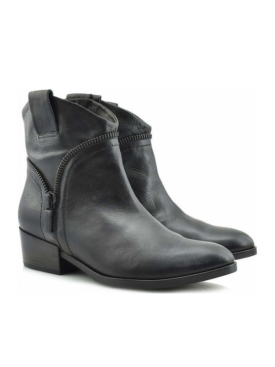 Leder Stiefeletten Damen Schwarz