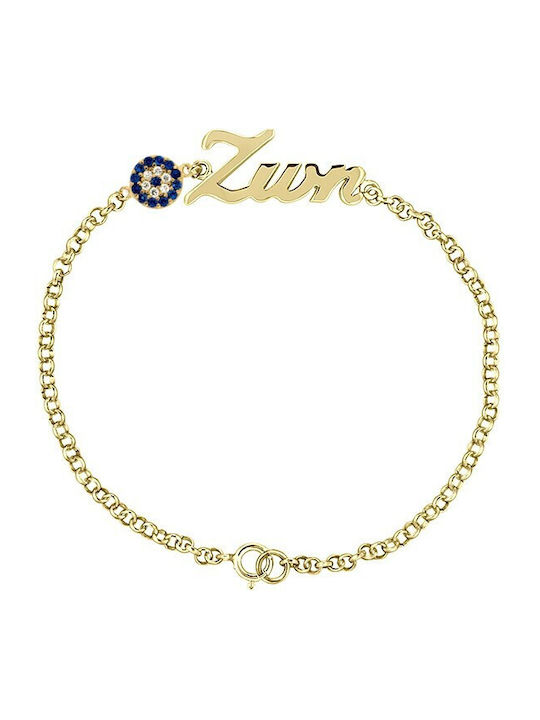 Verorama Bracelet with Name made of Silver Gold Plated with Zircon