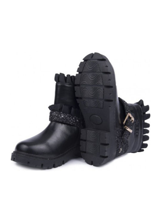 Solo Soprani Kids Leather Boots with Zipper Black