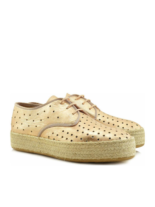 Δερμάτινα Γυναικεία Oxfords σε Ροζ Χρώμα