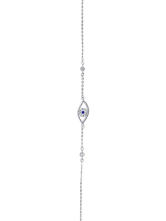 JewelStories Bracelet Chain with design Eye made of White Gold 14K with Zircon