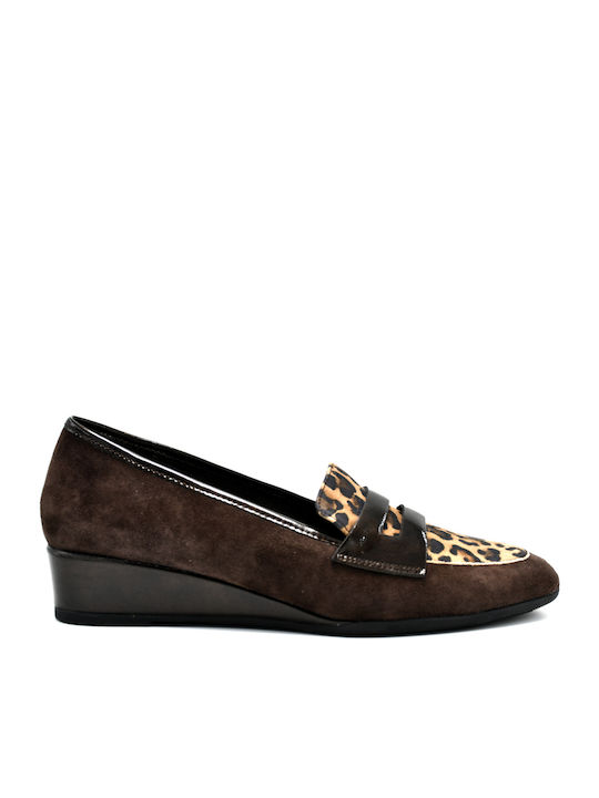 Leather Women's Loafers in Brown Color