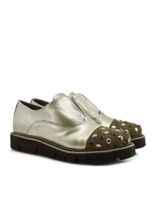 Дамски Slip-On Кожени Сиви