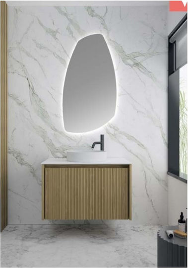 Savvopoulos Ασύμμετρος Καθρέπτης Μπάνιου Led 57.5x106cm Γκρι