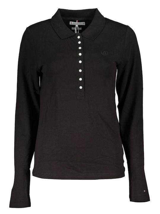 Tommy Hilfiger Women's Polo Shirt Long Sleeve Black