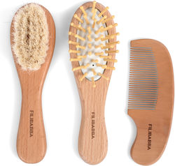 Filibabba Baby Brush & Comb Beige 3pcs