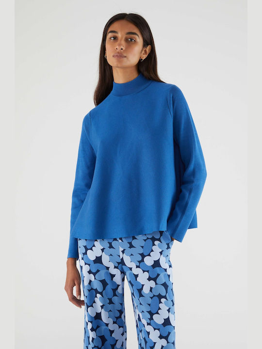 Compania Fantastica Women's Long Sleeve Sweater Cotton Blue