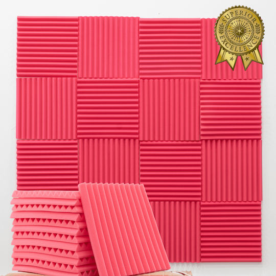 Ichopolis Sound Absorbing Panel (25pcs) in Design Wedge 30cm x 30cm x 25mm in Red Color