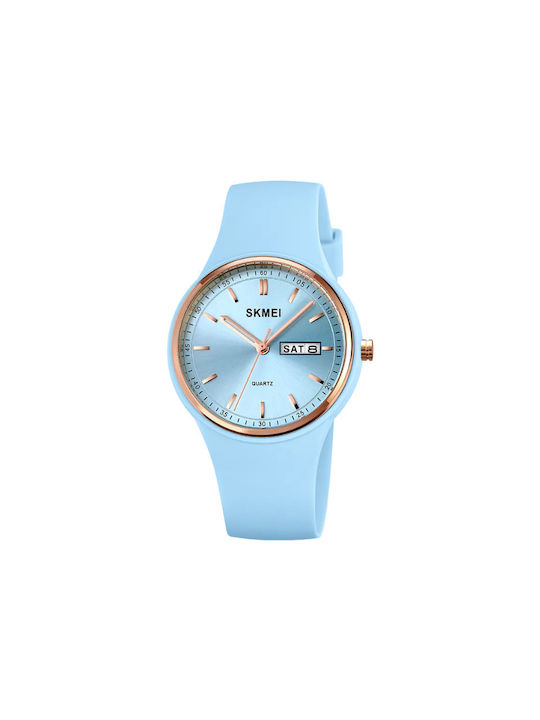 Skmei Watch Battery with Blue Rubber Strap