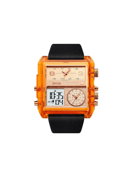 Skmei Ψηφιακό Ρολόι Μπαταρίας με Πορτοκαλί Καουτσούκ Λουράκι