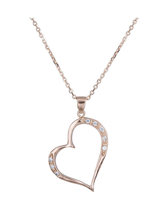 Necklace with design Heart from Rose Gold 14K