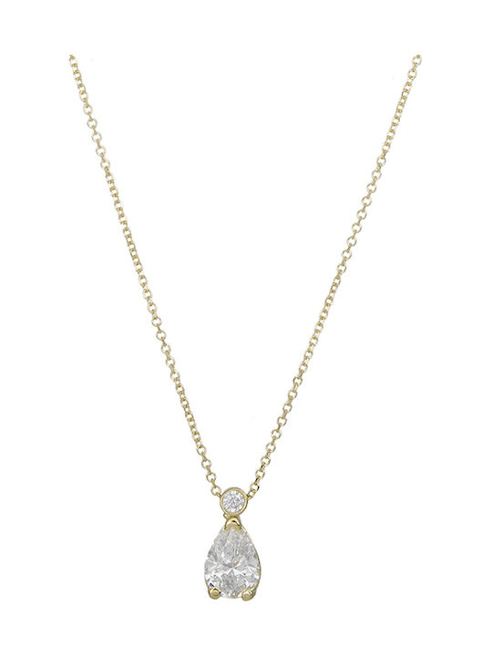 Necklace with design Tear from Gold 14K with Zircon