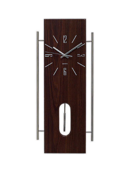 Ρολόι Τοίχου Ξύλινο Με Εκκρεμές Καφέ 24.5x58cm