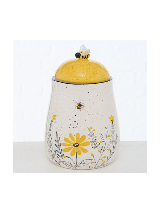 Ecobags Vase General Use with Lid Porcelain Λευκό-Κίτρινο 20x20x14cm 1buc