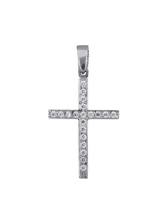 Damen Weißgold Kreuz 14K