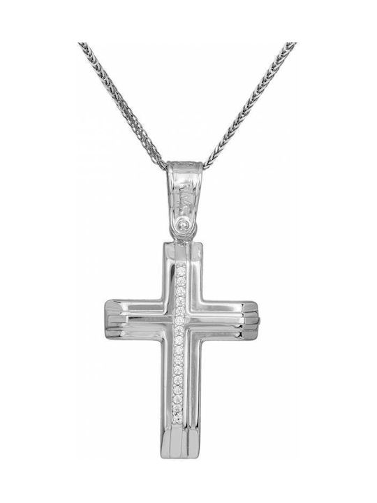 Damen Weißgold Kreuz 9K mit Kette