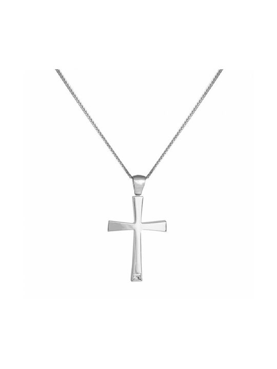 Damen Weißgold Kreuz 14K mit Kette