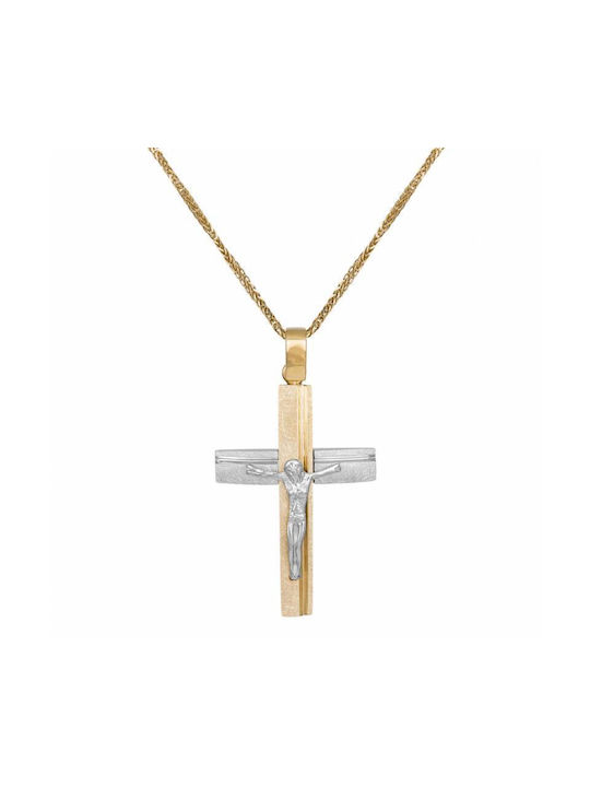 Herren Gold Kreuz 14K mit dem Gekreuzigten mit Kette