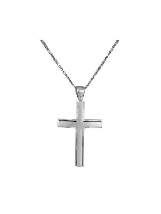 Herren Weißgold Kreuz 14K mit Kette