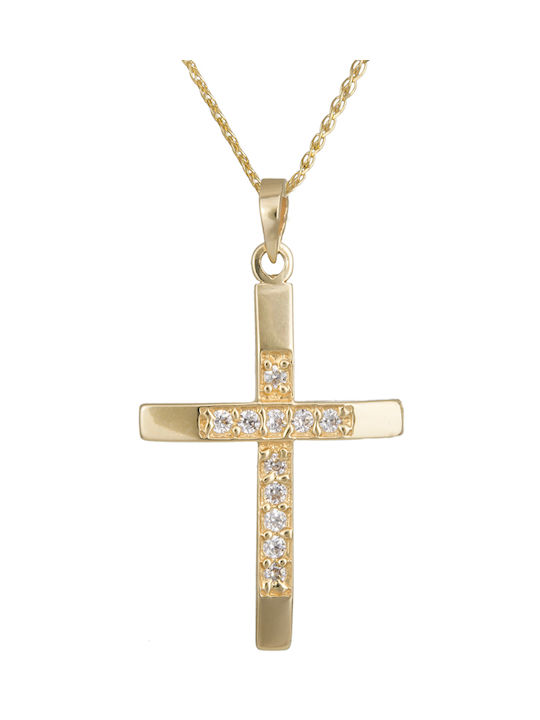 Damen Gold Kreuz 14K mit Kette