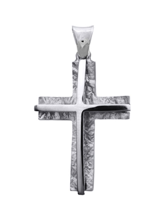 Men's White Gold Cross 14K